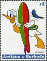 Donald Duck Holding Surfboard