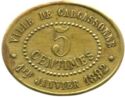 5 Centimes (Carcassonne, Aude. Union Philantropique. Type ✿)
