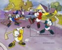 Roller blade hockey - Donald, Louie, Huey, Dewey