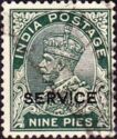 King George V wearing Imperial Crown of India - overprinted