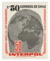 INTERPOL 50 years. Fingerprint over Globe