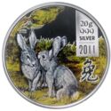 2 Dollars (Year of the Rabbit - Two grey rabbits)