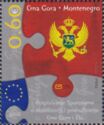 Flags of Montenegro and EU