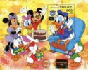 Donald becomes birthday cake from his friends (overprinted)