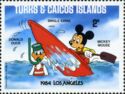 Donald Duck as diver and Mickey Mouse in a single kayak