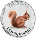 10 Pence (British Isles Wildlife - Woodland Mammals - Red Squirrel Coloured)