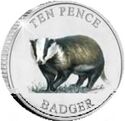 10 Pence (British Isles Wildlife - Woodland Mammals - Badger Coloured)