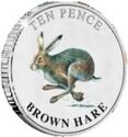 10 Pence (British Isles Wildlife - Woodland Mammals - Brown Hare Coloured)
