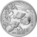 1 Maui Trade Dollar (Sea turtle, tropical fish)