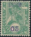 Menelik II, new value in blue overprint
