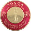 Obverse of 1962 陆 koula gold coin (Queen S膩lote Tupou III)