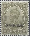 King George V wearing Imperial Crown of India - overprinted
