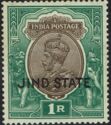 King George V wearing Imperial Crown of India - overprinted