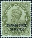King George V wearing Imperial Crown of India - overprinted
