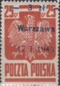 Polish Eagle, Surcharge 3z on 25g Warszawa 17.1.1945