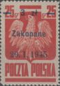 Polish Eagle, Surcharge 3z on 25g Zakopane 29.1.1945