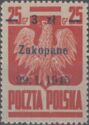 Polish Eagle, Surcharge 3z on 25g Zakopane 29.1.1945