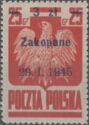 Polish Eagle, Surcharge 3z on 25g Zakopane 29.1.1945