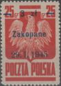 Polish Eagle, Surcharge 3z on 25g Zakopane 29.1.1945
