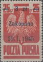 Polish Eagle, Surcharge 3z on 25g Zakopane 29.1.1945