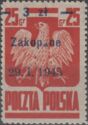 Polish Eagle, Surcharge 3z on 25g Zakopane 29.1.1945