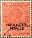 King George V Official of India overprinted "Patiala State"