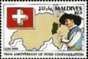 Map, man in Swiss costume