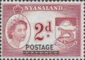 Queen Elizabeth II and Badge of Nyasaland - overprinted