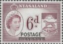 Queen Elizabeth II and Badge of Nyasaland - overprinted