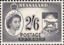 Queen Elizabeth II and Badge of Nyasaland - overprinted
