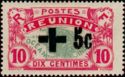Map of La Reunion overprinted Red Cross and surcharged