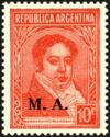 Bernardino Rivadavia (1780-1845), ovpt. "M.A."