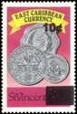 Five cent, fifty cent and ten cent coins - Surcharged