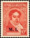 Bernardino Rivadavia (1780-1845), ovpt. "M.I."