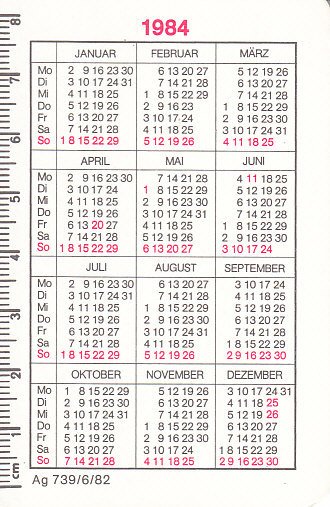 Pocket Calendar: Deutsche Reichsbahn (Germany, Democratic Republic
