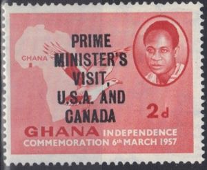 Stamp: Kwame Nkrumah (1909-1972), Prime Minister, Vulture, Map (Ghana ...