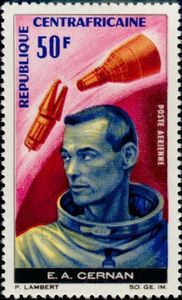 Stamp: Eugene A. Cernan, Gemini 9 and Agena Rocket (Central African