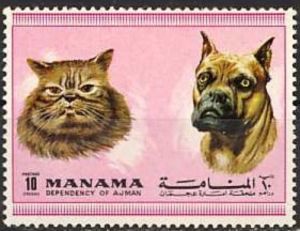 Stamp Long Haired Moggie Felis Silvestris Catus Boxer Canis