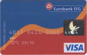 Bank Card Eurobank Efg Visa A Efg Eurobank Ergasias S A