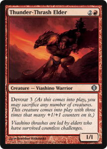 Game Card: Thunder-Thrash Elder (Magic: The Gathering(Shards of Alara) Col: MTG-ALA-EN-117