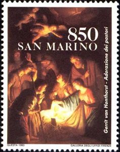 Adoration of the shepherds by Gerrit van Honthorst