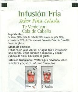 Tea Bag: Infusión Fría Sabor Piña Colada Té Verde con Cola de Caballo ...