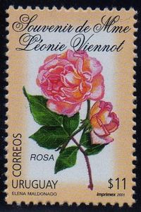 Stamp Souvenir De Mme Leonie Viennot Uruguay Rose Varieties Mi Uy 2617 Sn Uy 1915b Yt Uy 1966 Sg Uy 2691 Cia Uy 1939