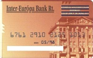 Bank Card: Cirrus Card (Inter-Europa Bank, Hungary) Col:HU-CR-0003
