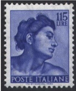 Stamp: Head of "Naked" (Italy(Works of Michelangelo) Un:IT 913/II,Sas