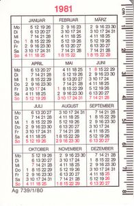 Pocket Calendar: Deutsche Reichsbahn (Germany, Democratic Republic (DDR