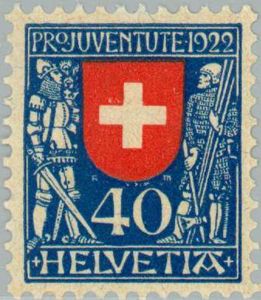 Coat of arms of Schweiz & medieval soldiers