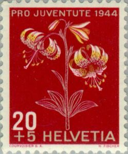 Stamp Common Turk S Cap Lily Lilium Martagon Switzerland Pro Juventute Flowers Numa Droz Mi Ch 441 Sn Ch B139 Yt Ch 401 Sg Ch J110 Afa Ch 443 Zum Ch J111 Hgames yt fans free fire. colnect