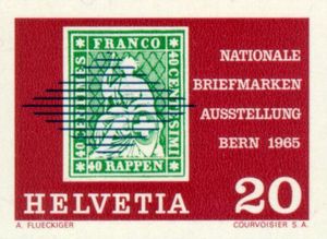 Swiss Stamp Mi:CH 17 with Postmark, Inscription