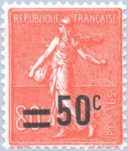Semeuse lignée 50c on 80c